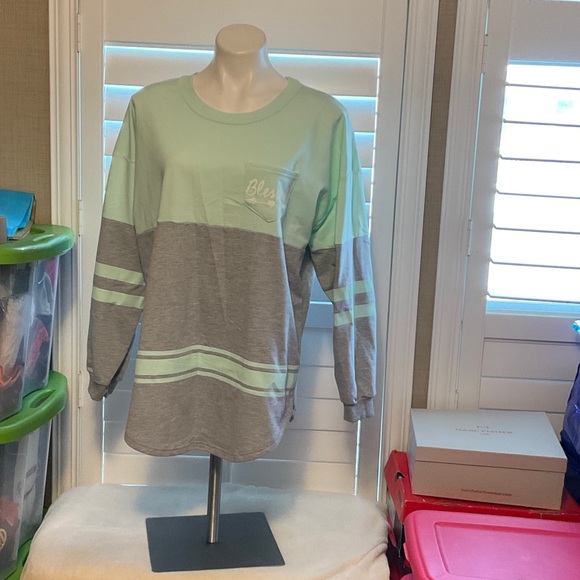 Justify Mint and Gray Long Sleeve Tee - Picture 1 of 7